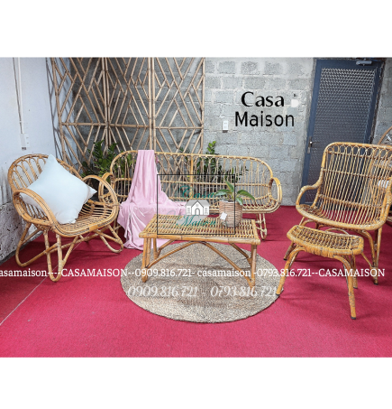 BỘ BÀN GHẾ ĐAN MÂY MÀO GÀ CASA MAISON VN