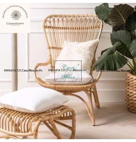 Ghế Mây Tựa Thư Giãn Kèm Đôn Ghế Casa Maison VN