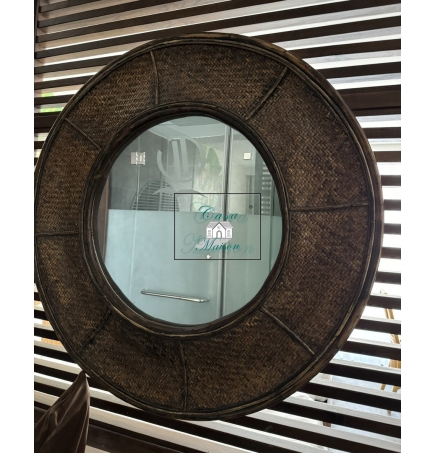 Toilet rattan mirror