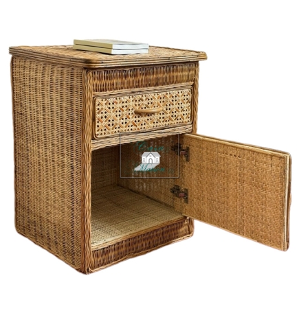 casa hotel bedside rattan cabinet
