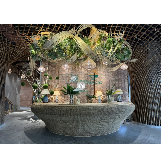 Bamboo and rattan reception desk