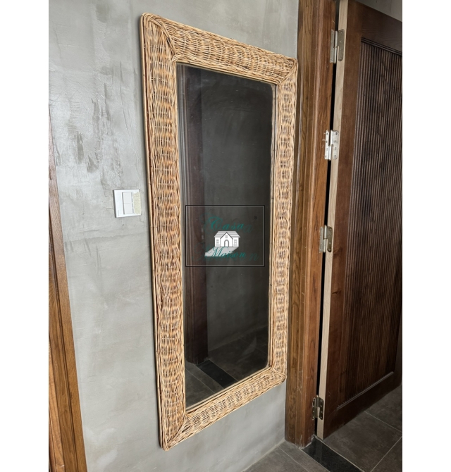 Rattan wall mirror