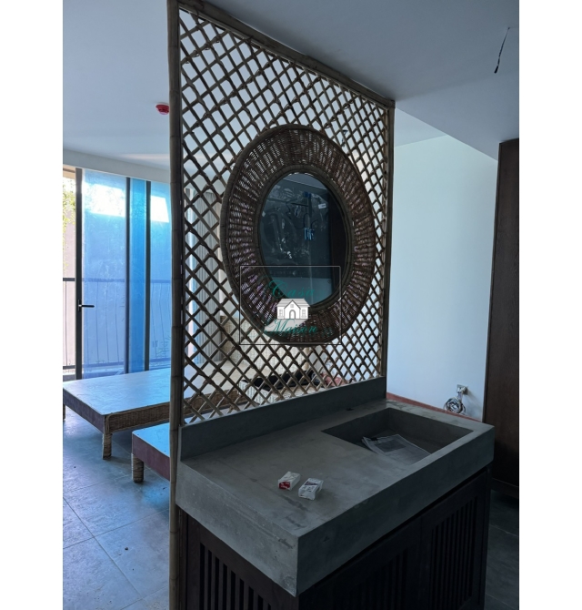 Toilet rattan mirror
