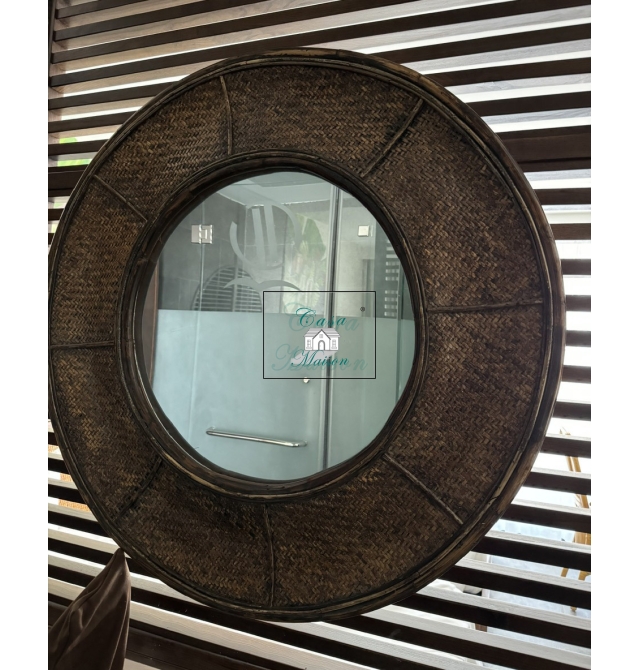Toilet rattan mirror