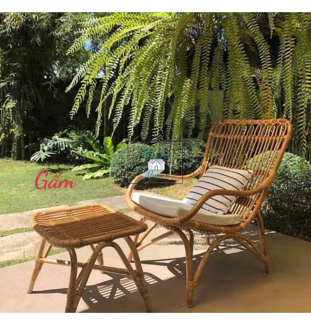Ghế Mây Tựa Thư Giãn Kèm Đôn Ghế Casa Maison VN