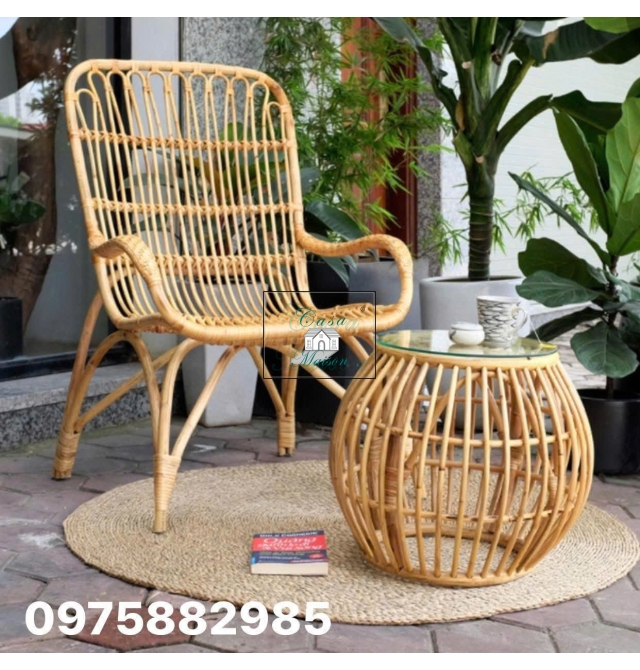 Ghế Mây Tựa Thư Giãn Kèm Đôn Ghế Casa Maison VN